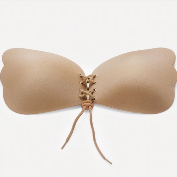 Black or Nude Lace up self adhesive bra size 8 - Picture 3 of 12